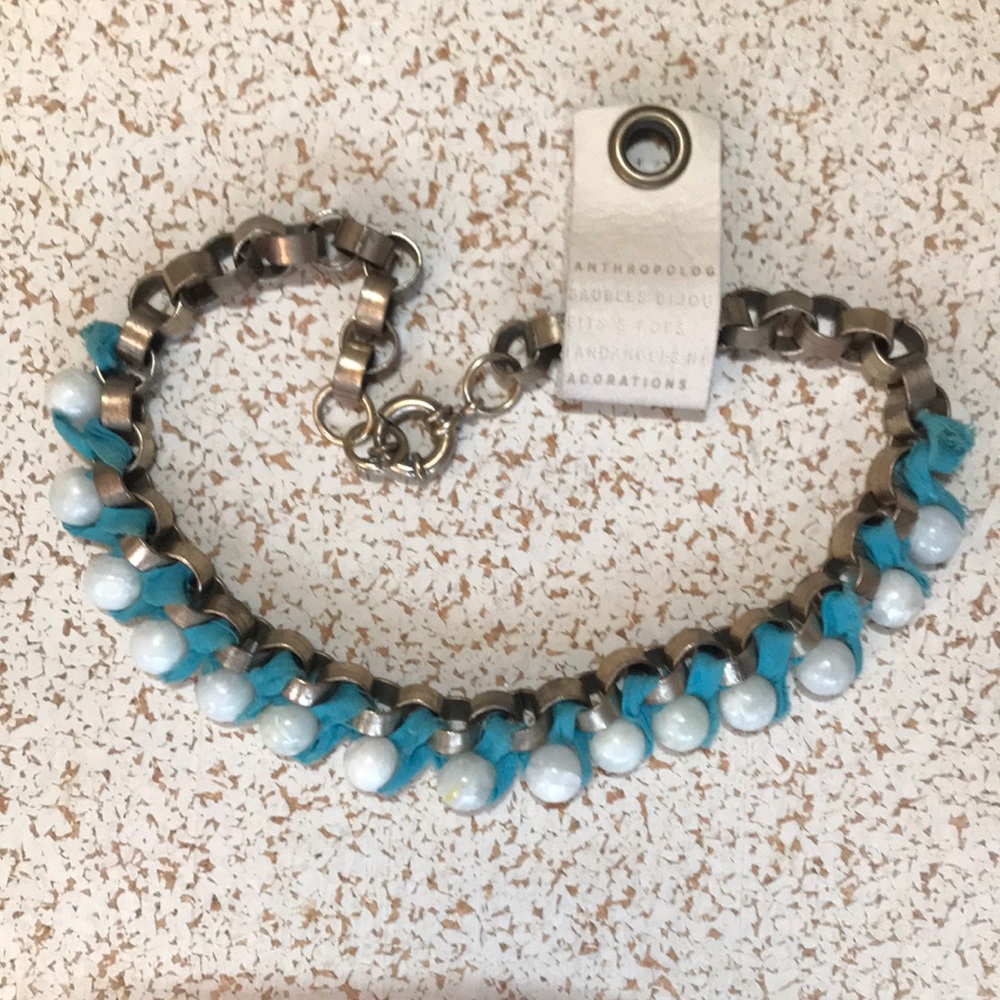 Anthropologie Chain Loop Pearl Necklace